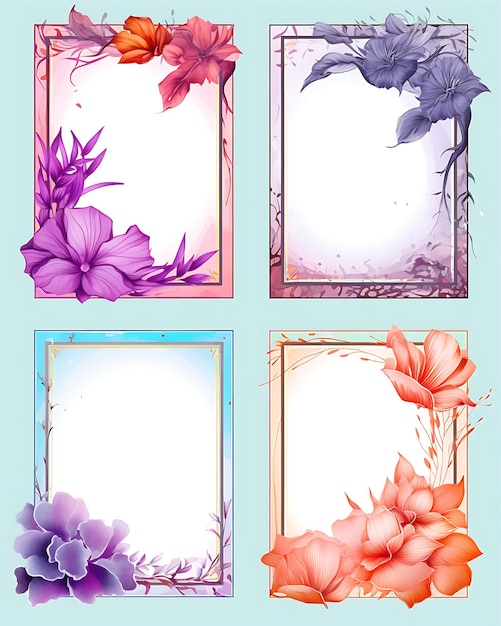 Colorful Floral Frames for Your Design Style Four