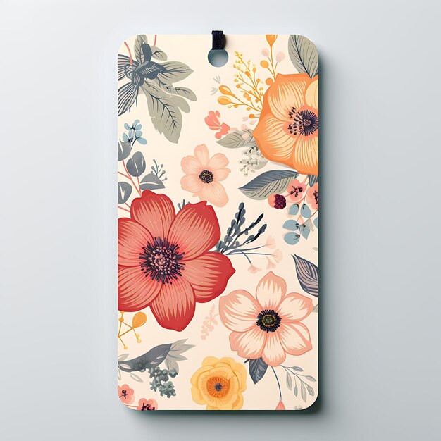 Photo colorful floral hang tag rectangular shape pastel colors floral patte creative hang tag collection