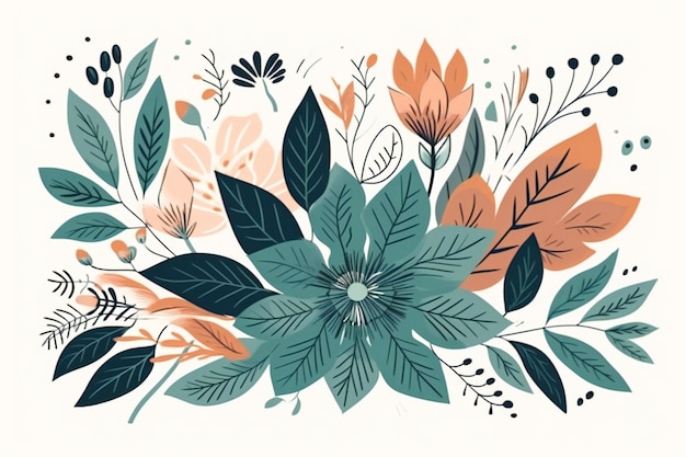 A colorful floral illustration with a bunch of flowers.