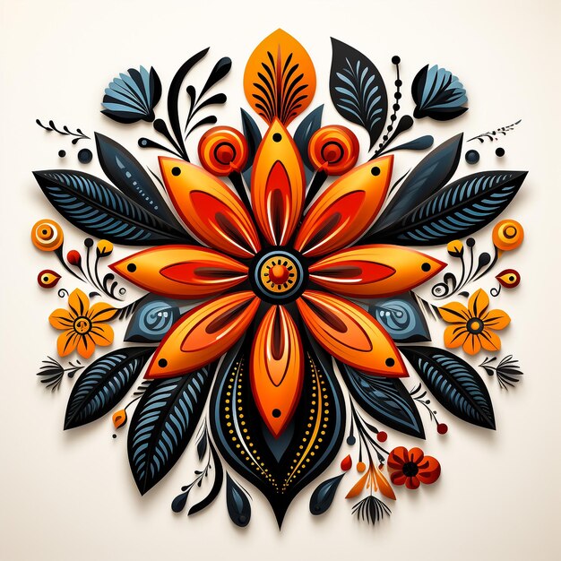 Colorful floral mexican background Vector Background