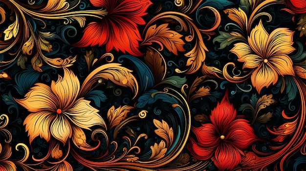 Colorful floral ornamental background generative ai