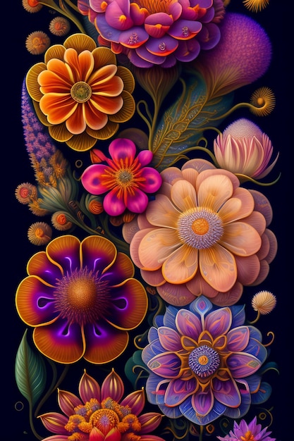 A colorful floral painting by person.