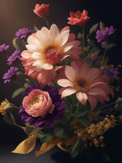 A colorful floral painting with a bunch of flowers on it