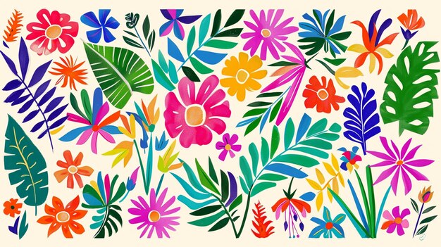 Photo a colorful floral pattern generative ai