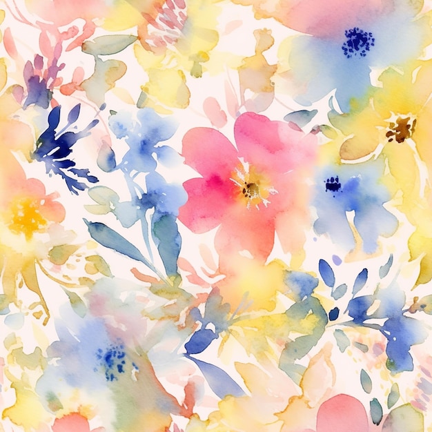 A colorful floral pattern with flowers.