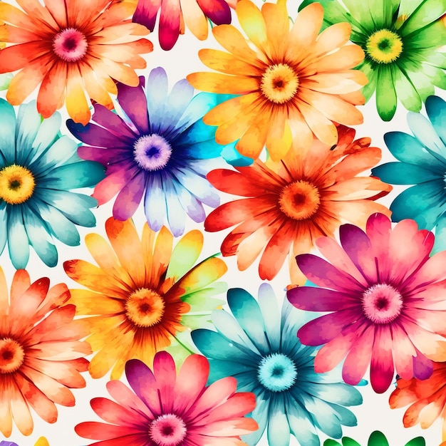 A colorful floral pattern with a lot of flowers.