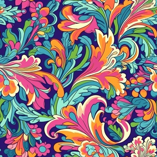 a colorful floral pattern with many different colors generative ai