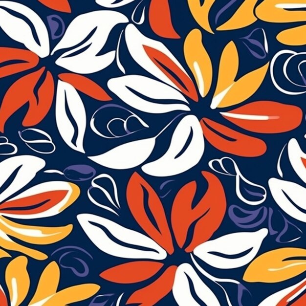 Photo a colorful floral pattern with orange generative ai