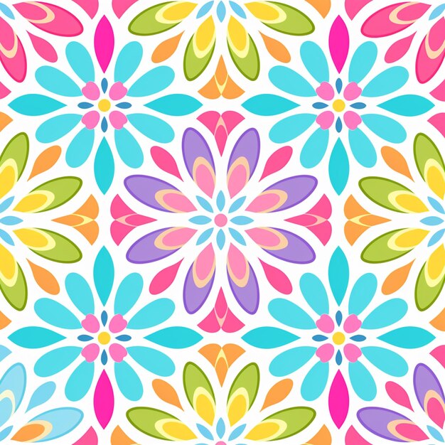 A colorful floral pattern with a white background generative ai