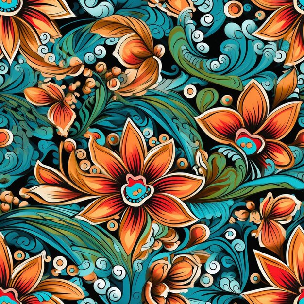 Photo a colorful floral pattern with the word 