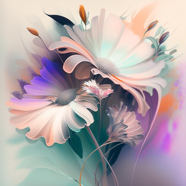 A colorful floral picture with flowers on it