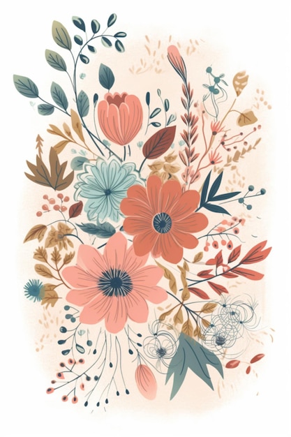 Красочный цветочный плакат с цветочным орнаментом.