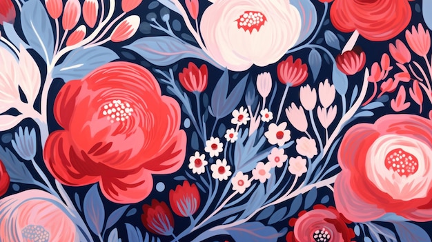 Colorful floral print wallpaper in the style of abstract impressionism