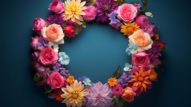 Colorful Floral Round Frame