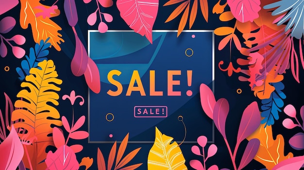 Colorful Floral Sale Card Design Vector Style