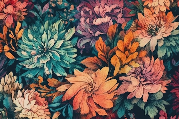 Colorful floral wall hanging Generative AI