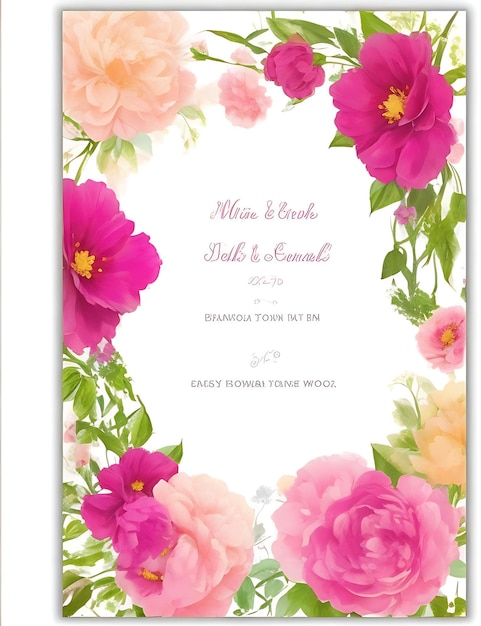 Colorful Floral Wedding Invitation Card Vector Template