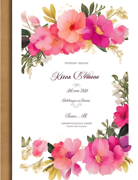 Colorful Floral Wedding Invitation Card Vector Template