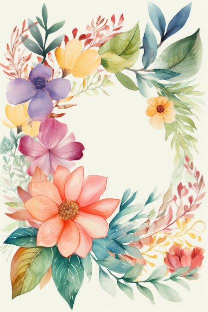 A colorful floral wreath with a place for text.