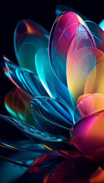 colorful flower abstract isolated on black background