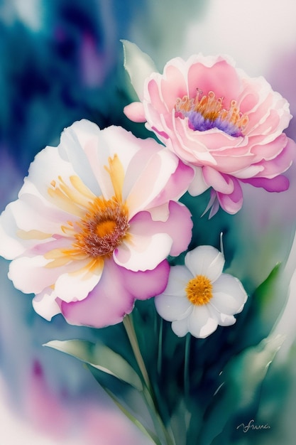 Colorful Flower Background Ai Generate