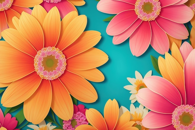 A colorful flower background that is blue and orange
