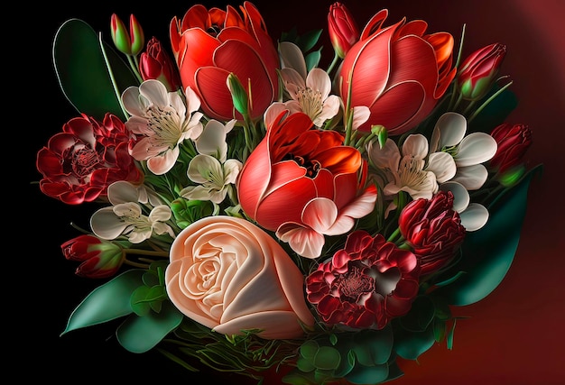 Colorful Flower background for Valentine's Day