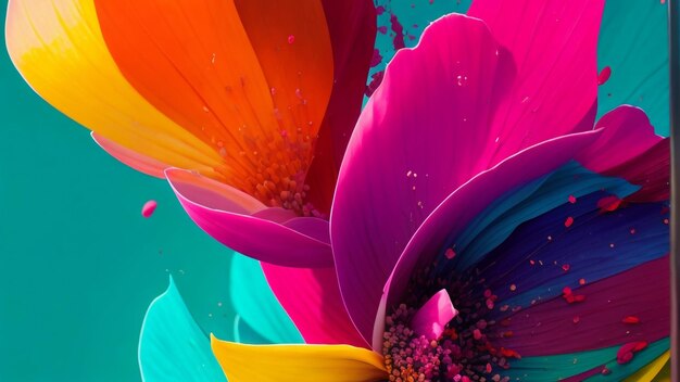 Colorful flower background wallpaper in 8K with mountain beach and island