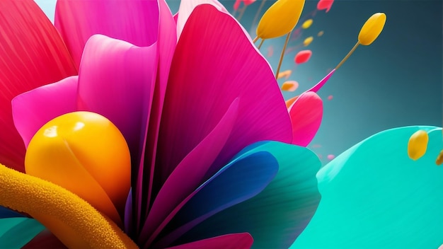 Colorful flower background wallpaper in 8K with mountain beach and island