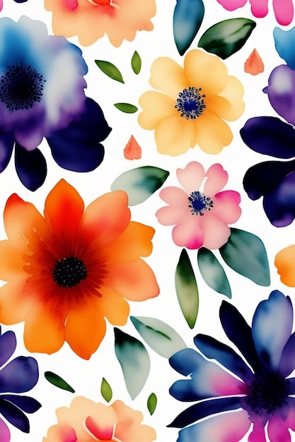 A colorful flower background with a pink flower in the middle.