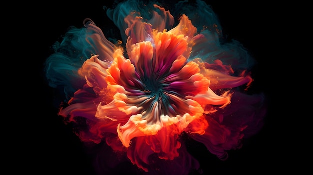 A colorful flower on a black background