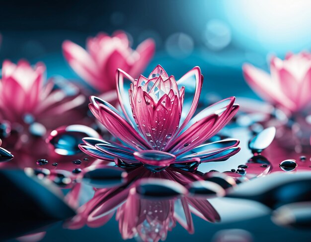 A colorful flower crystal clear sparkling petals crystal HD wallpaper background illustration