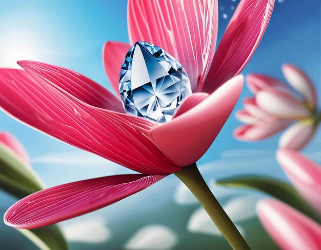 A colorful flower crystal clear sparkling petals crystal hd wallpaper background illustration