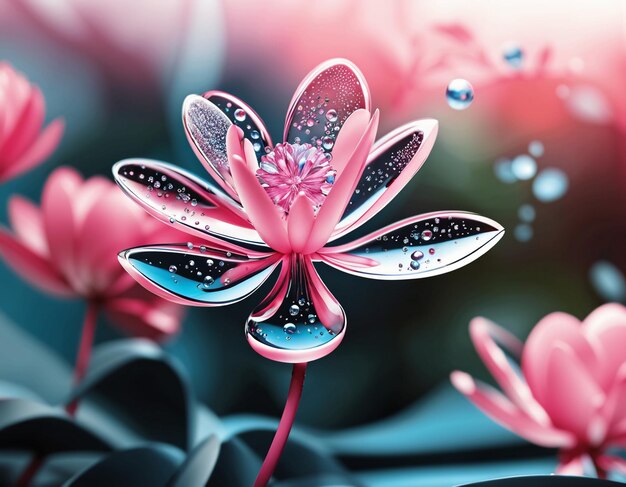 A colorful flower crystal clear sparkling petals crystal HD wallpaper background illustration