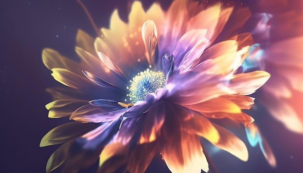 Colorful flower digital art illustration Generative AI