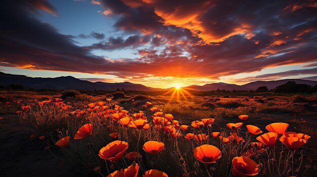 Photo colorful flower field