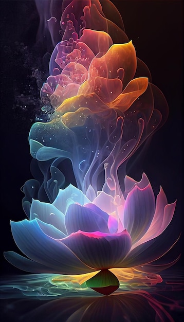 Красочный цветок, плавающий на вершине водоема, генерирующий искусственный интеллект