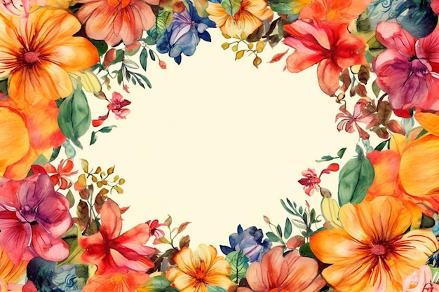 A colorful flower frame with a place for text.