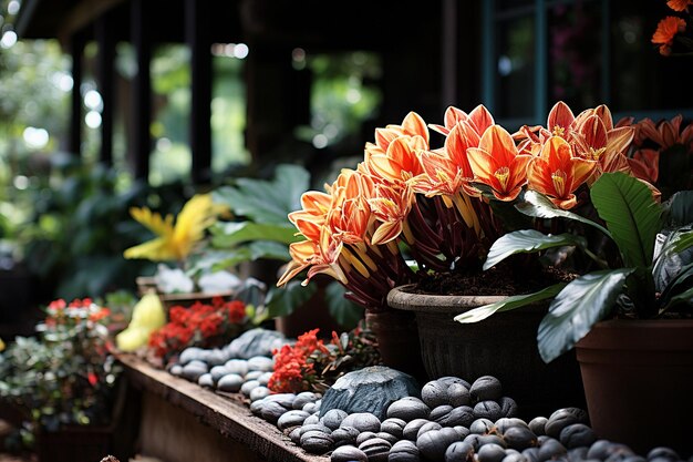 Foto giardino di fiori colorati al mattino