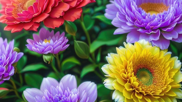 이 이미지에는 다채로운 꽃이 표시됩니다.