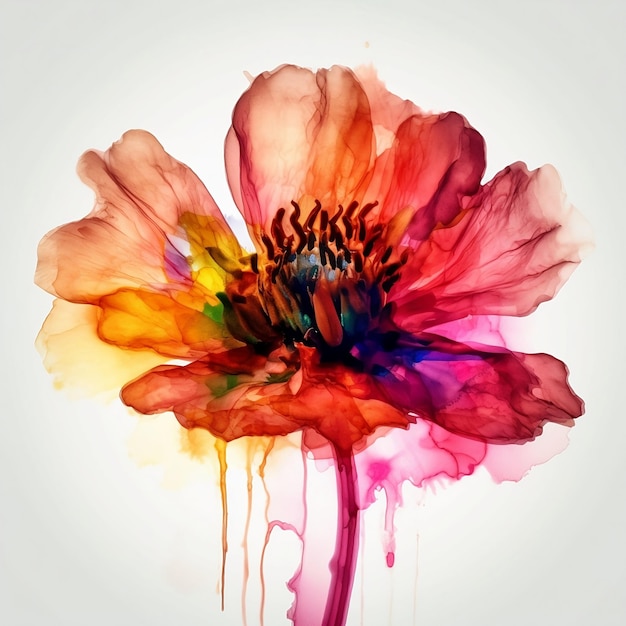 A colorful flower is shown with the word flower on it.