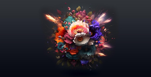 A colorful flower is surrounded by a black hd background