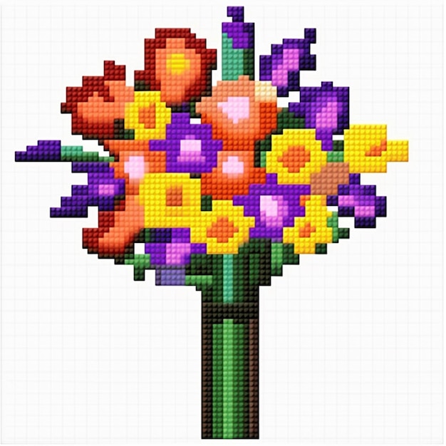 Foto un fiore colorato fatto di legos e la parola b.b.