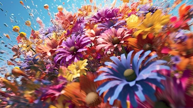 Colorful flower panorama Generative AI