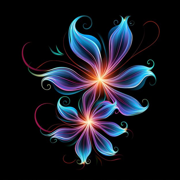 Photo colorful flower pastel dream zigzag neon lines dragonflies pointed ne y2k gradient light art