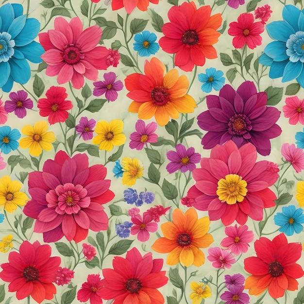 Colorful flower pattern ai generate