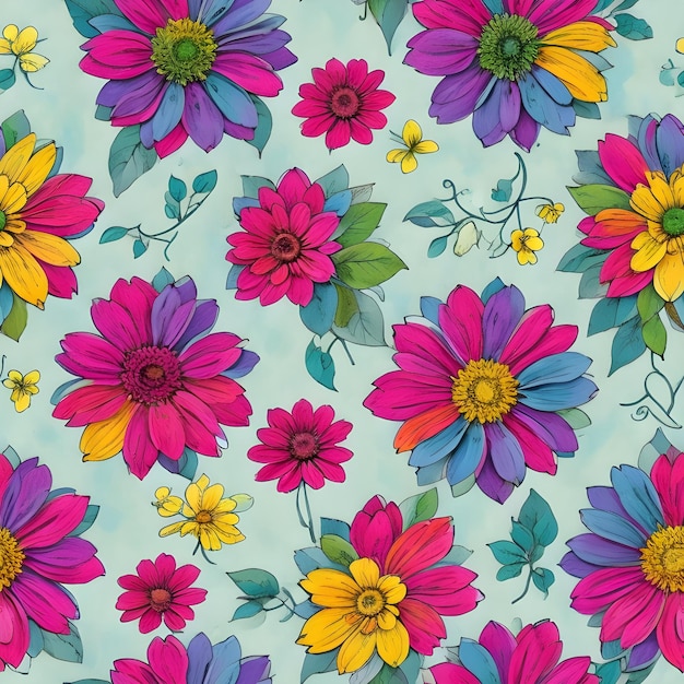 Colorful flower pattern ai generate