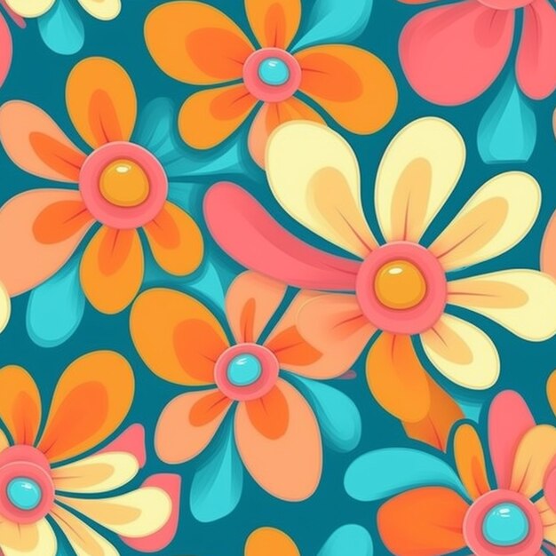 a colorful flower pattern with many different colors generative ai