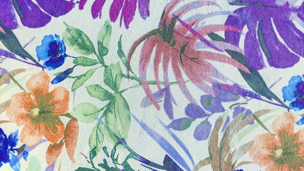 Colorful flower patterns on the tablecloth