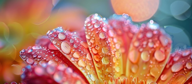 Photo colorful flower petals with rain droplets